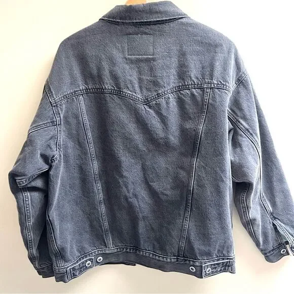 Levis Silver tab trucker jean jacket Gray Denim Jacket size M - Picture 2 of 4